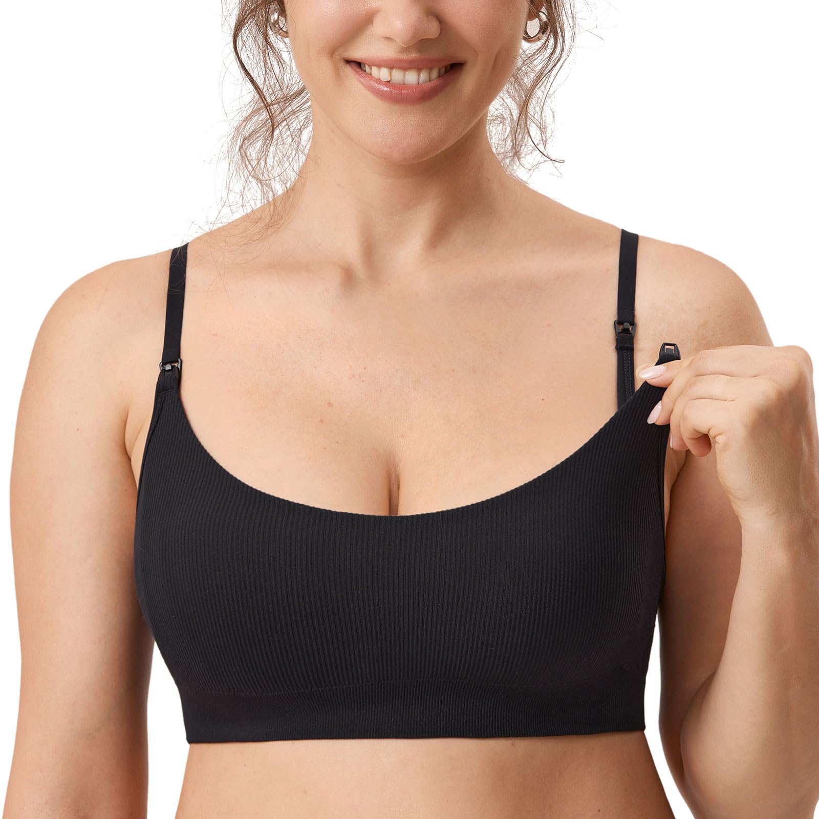 MOMANDA Ribbed Nursing Bras for Breastfeeding | Maternity Sleep Bralettes, Wirel