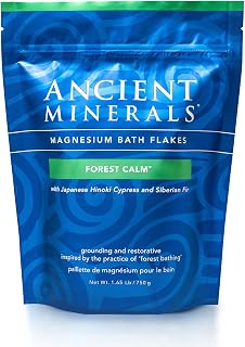 Ancient Minerals Magnesium Bath Flakes Forest Calm - Zechstein Chloride Resealable Magnesium Bag Alternative to Epsom Bath Salt (1.65 lbs)
