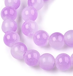 50pcs 10mm Crystal Glass Beads Round Beads for Jewelry Making, Faux Jade, Smooth Round Spacer Beads for Earring Necklace Bracelet DIY Crafts