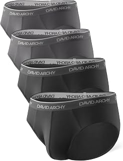 DAVID ARCHY Men's Boxer Shorts Retro 3D Pocket Bulge Underpants Bamboo Underwear Base Ultra Soft Breathable 3/4 Pack