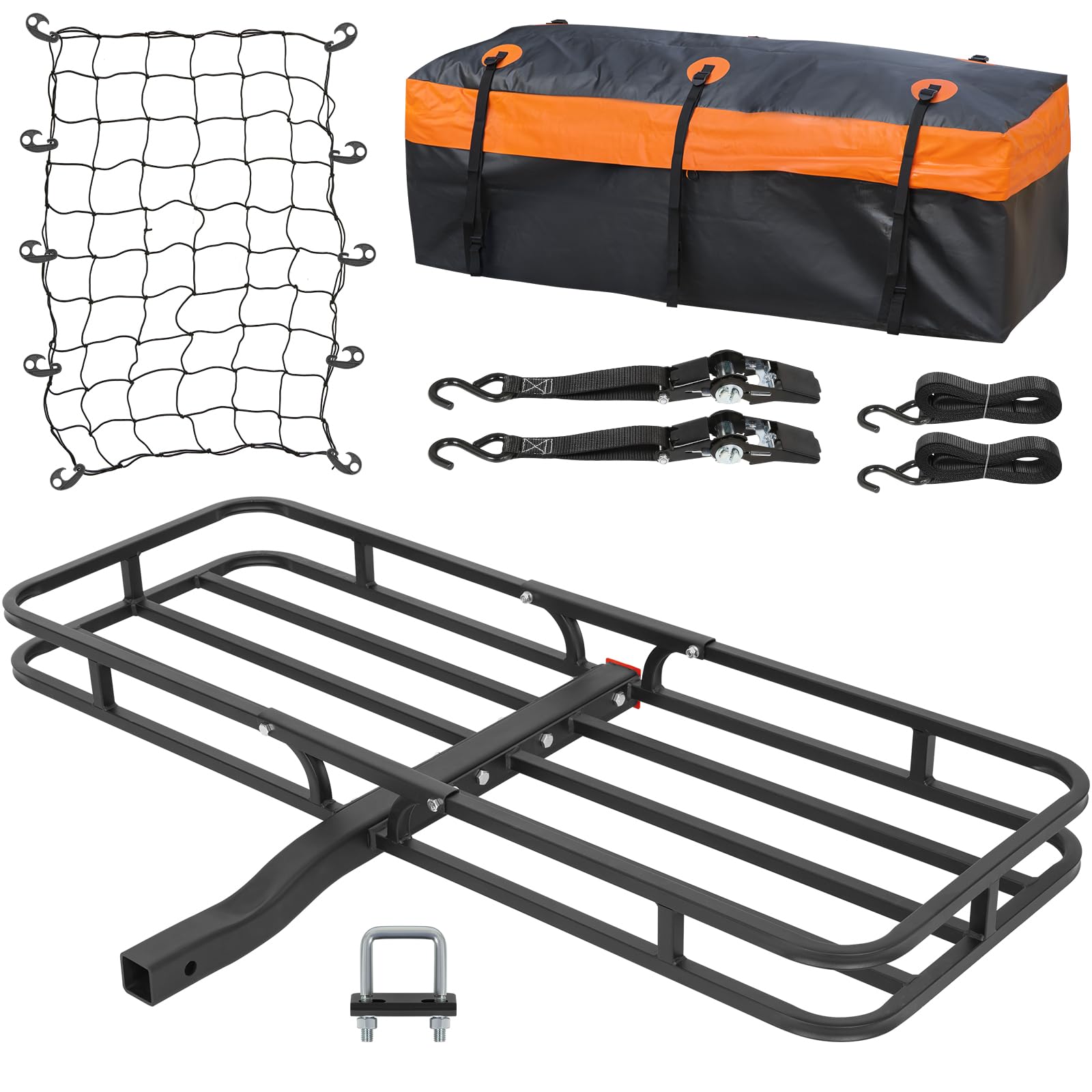 WEIZE 53" x 19" Hitch Mount Cargo Carrier Basket 500LB Capacity with H