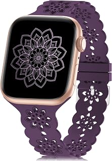 Floral Silicone Band Compatible with Apple Watch Bands for Women Men