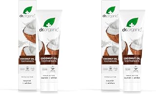 Dr Organic Coconut Oil Toothpaste, Whitening, Natural, Mens, Womens, Natural, Vegan, Cruelty-Free, Paraben & SLS-Free, Organic, 100ml, Packaging May Vary (Pack of 2)
