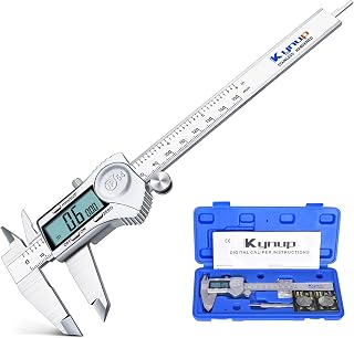 Kynup Digital Caliper, Caliper Measuring Tool, Stainless Steel Micrometer | 6 Inch Dial Vernier Caliper Tool, Inch/Metric/Fraction Conversion, Auto-Off & IP54 Splash Proof for DIY & Industrial Use