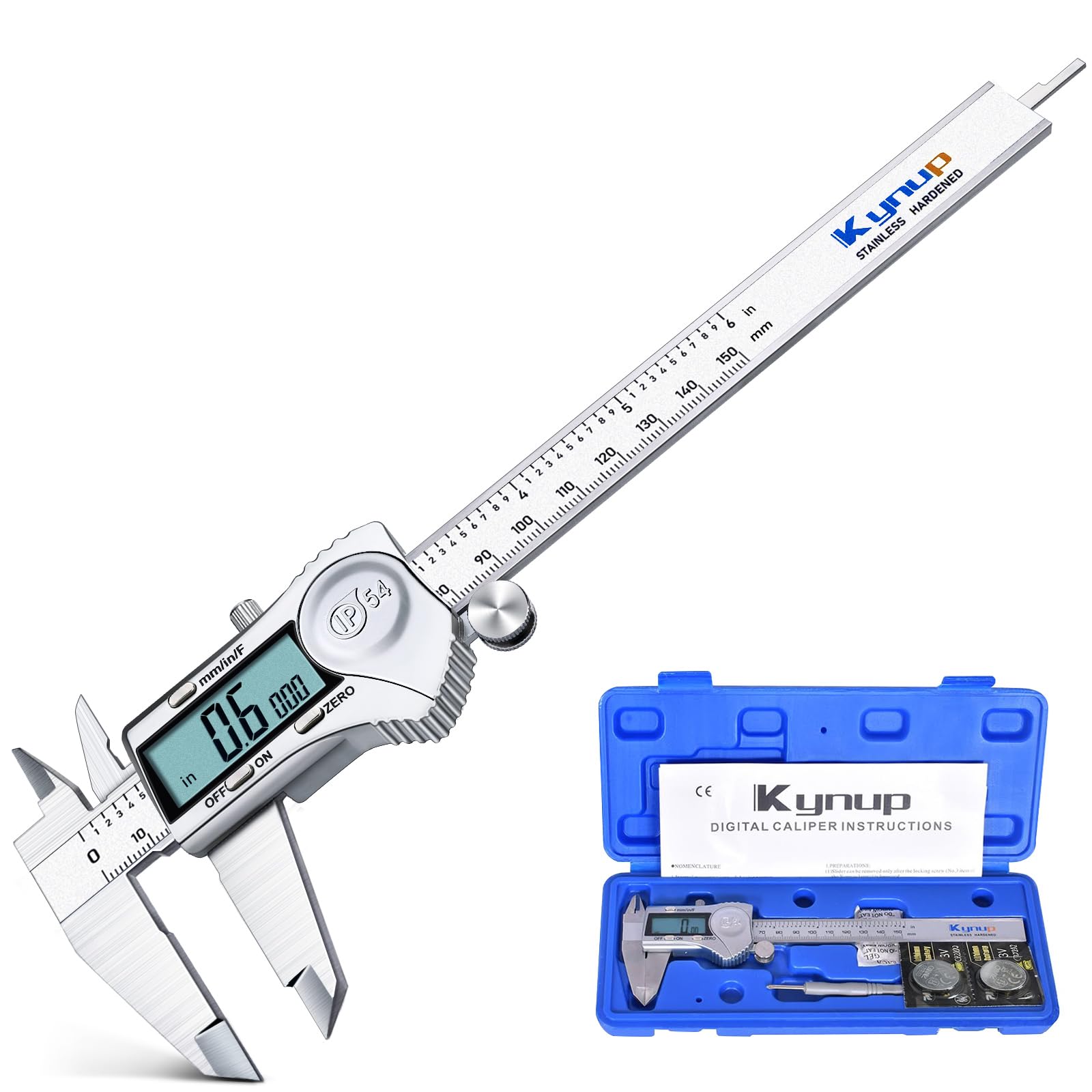 Kynup Digital Caliper, Caliper Measuring Tool, Stainless Steel Micrometer | 6 In