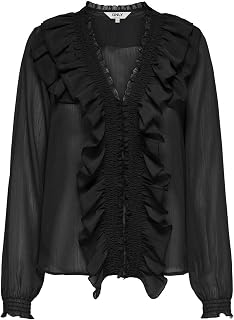 ONLY Onlanina Life LS Ruffel V-Neck Top Wvn Onlanina Life LS Women's V-Neck Sweater (Pack of 1)