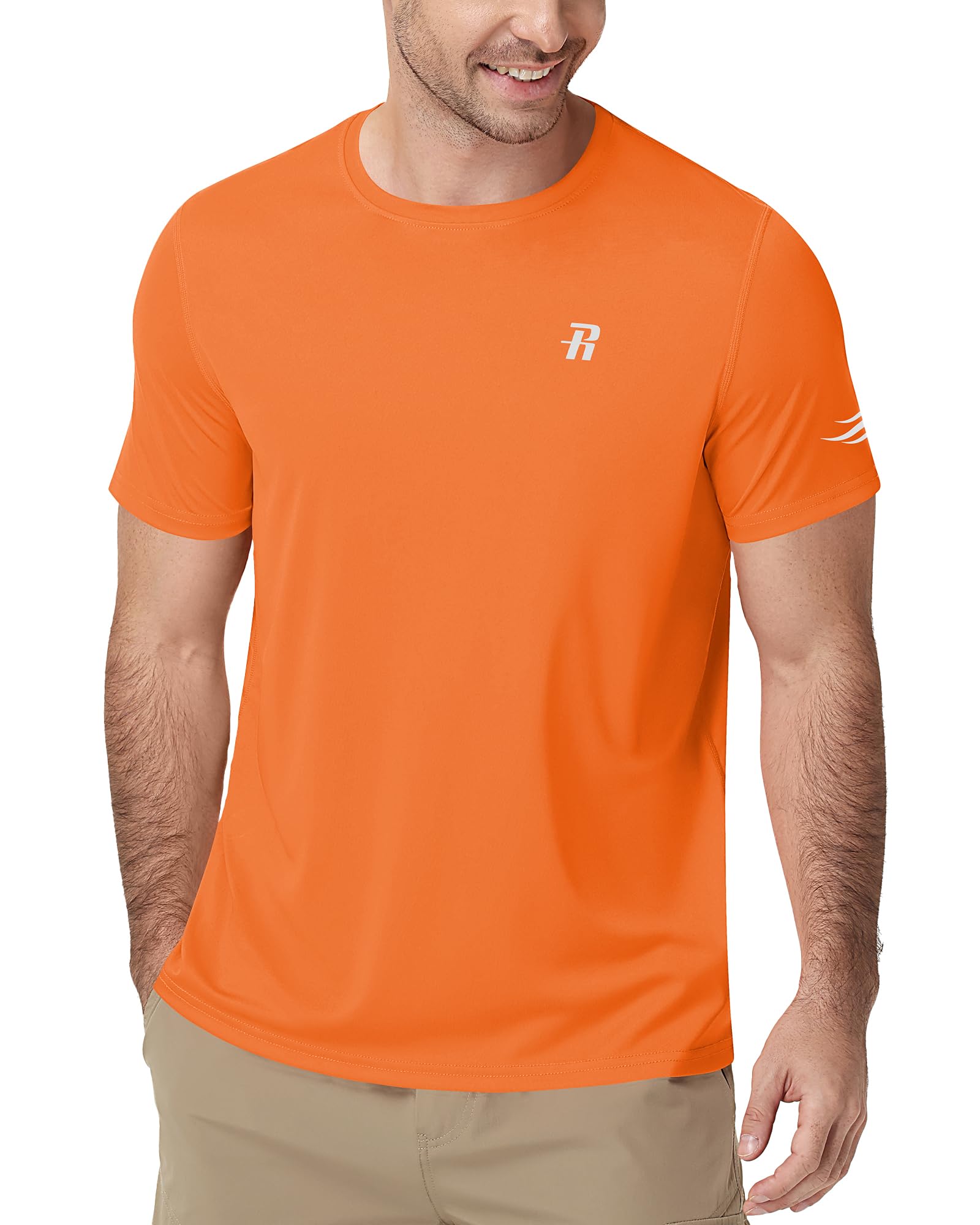 Runhit Mens Swim Shirt UPF 50+, Short Sleeve Rash Guard for Men, UV SPF Sun Prot