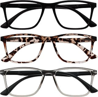 OPULIZE NYX Blue Light Blocking Reading Glasses - Rectangular Frame - UV Anti-Glare Eyewear - Improve Sleep Computer Gaming - Reduce Headaches Eyestrain Protection - Rectangular Frame - Mens Womens