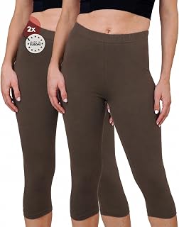 SES Women's 3/4 Length Capri Leggings, Pack of 2