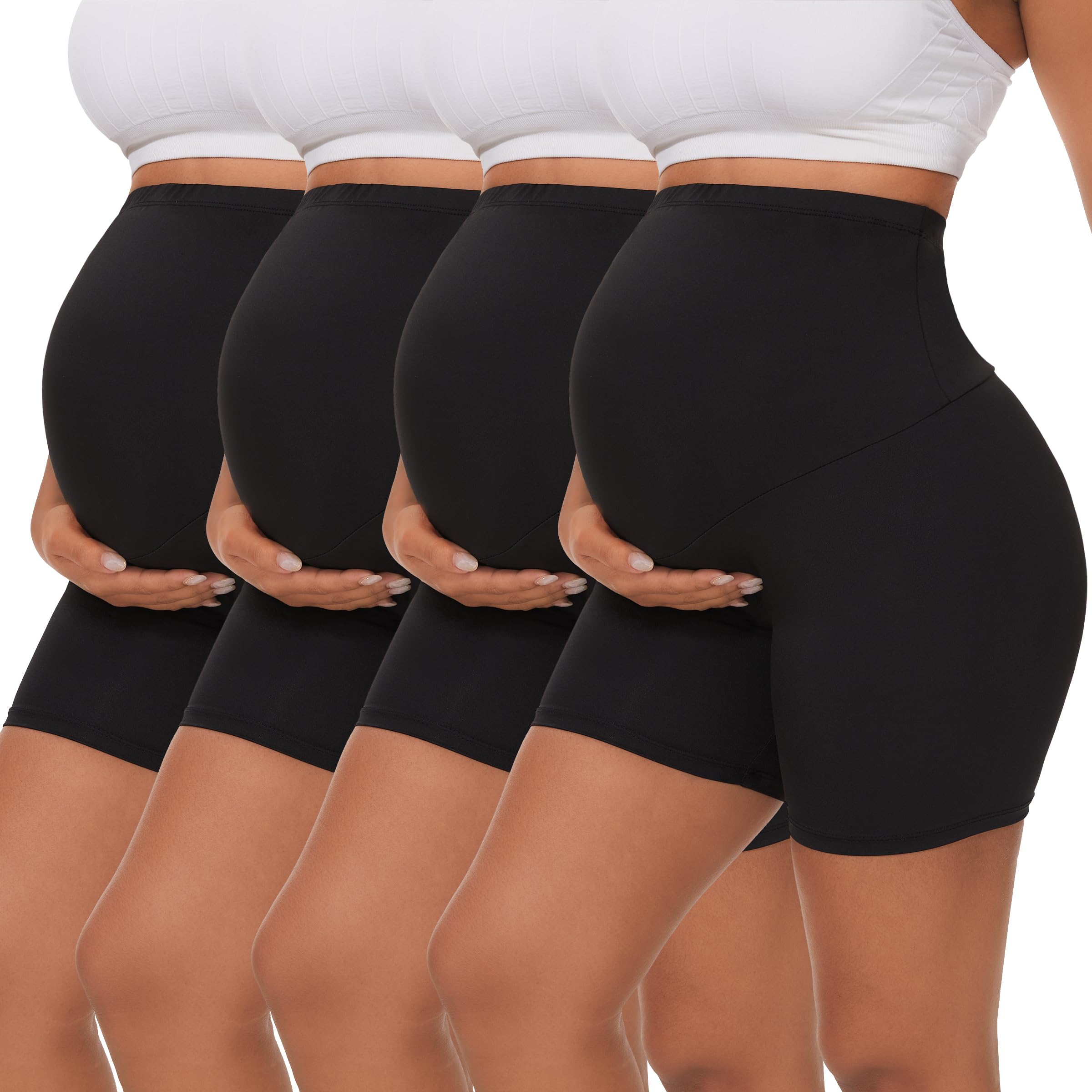 Dalavch 4 Pack Women's Maternity Yoga Shorts Over the Belly