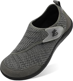 JIASUQI Barefoot Shoes Mens Wide Width Diabetic Shoes Breathable Walking Shoes Adjustable Zero Drop Sneakers for Edema Feet
