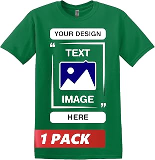 Gildan Custom T-Shirts - Unisex Crew Neck T-Shirt - Customize Your Image, Text & Photo - Men Women Adults
