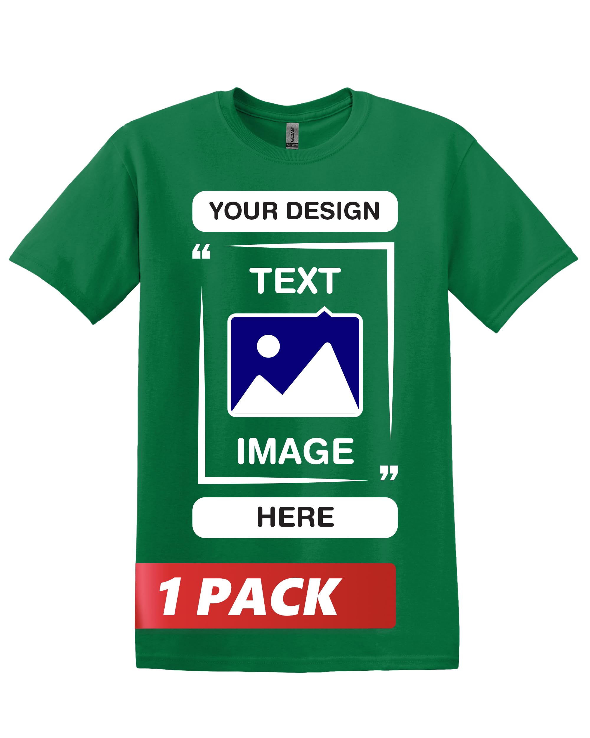 Gildan Custom T-Shirts - Unisex Crew Neck T-Shirt - Customize Your Image, Text &