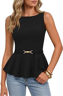 ZESICA Women's Summer Business Casual Peplum Tops 2026 Sleeveless Babydoll Tank Top Fitted Work Shirts Outfits