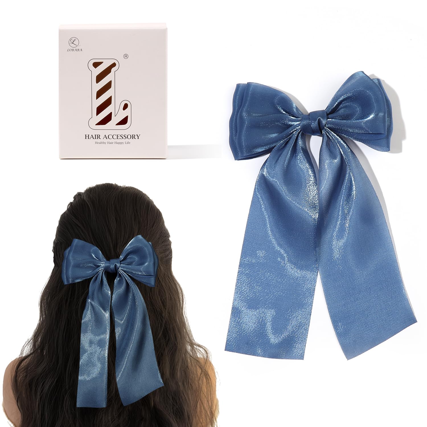Hair Bows for Women - Big Bow Hair Clips with Metal Clips and Long Tail