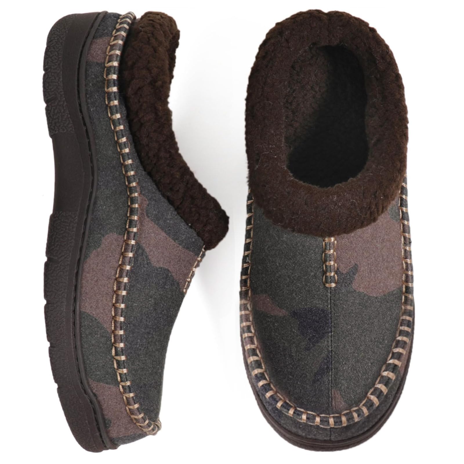 Zigzagger Men's Slip On Moccasin Slippers, Indoor/Outdoor Warm Fuzzy Comfy House