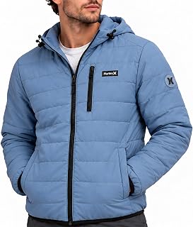 Hurley Mens Packable Puffer Jacket, Lightweight Insulated Winter Coat