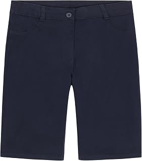 IZOD Uniform Bermuda Shorts, Skinny Style with Hook & Eye Closure, Stretch Twill Fabric School Women's