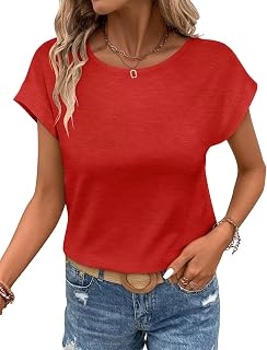 Bliwov レディース Tシャツ キャップ スリーブ トップス クルーネック カジュアル ベーシック サマーTシャツ