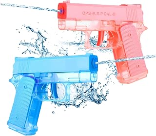 Cool Small Manual Water Guns 2 Pack - Super Squirt Water Pistol Toys for Kids&Aldult, Summer Outdoor Beach Pool Play, No Battery Needed, Aldult Boys Girls Gifts (Pink-MSG)