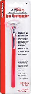 InterDynamics Certified A/C Pro Car Air Conditioner Test Thermometer, Helps Diagnose AC Performace and Checks Outlet Duct Temperature and Ambient Temperature, Includes Holder and Clip