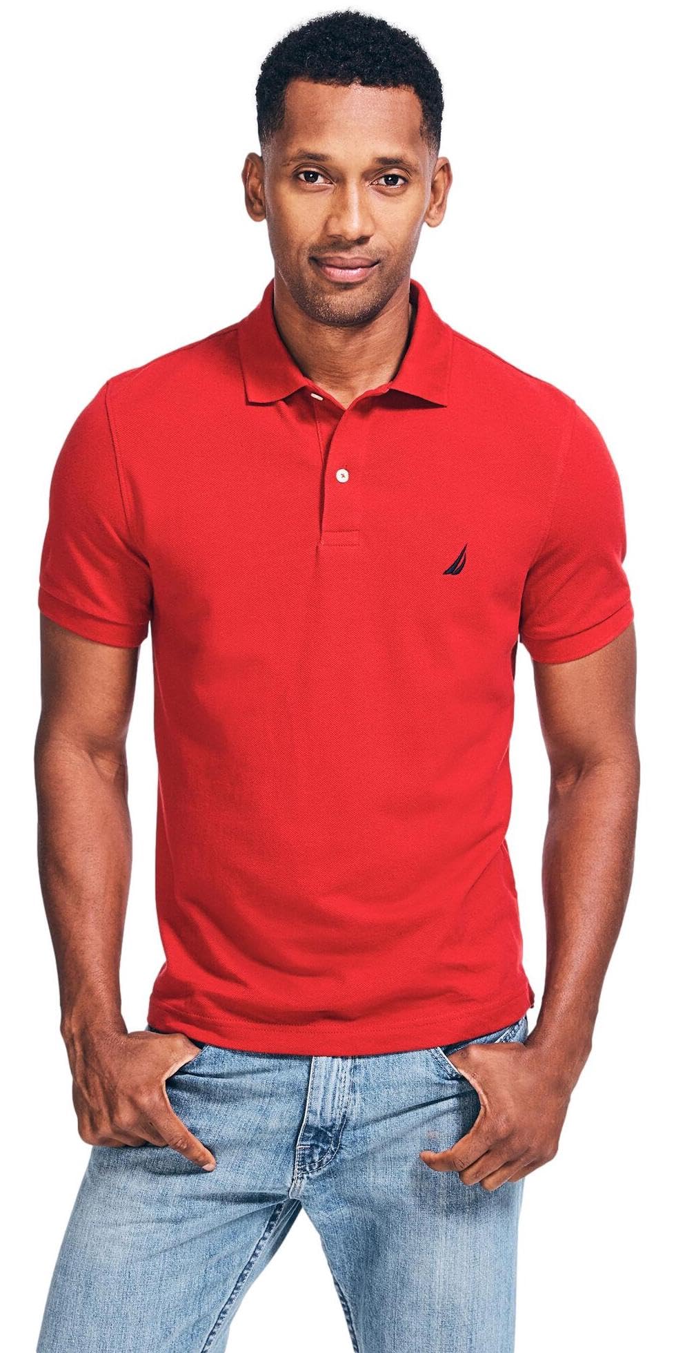 Nautica Men's Classic Fit Short Sleeve Solid Soft Cotton Polo Shirt