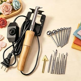 DOJBK 18 Heads Electric Artificial Ironing Machine, Fabric Flower Maker Making Tools, Adjustable Temperature, with 18 Ironing Heads Replaceable, Fake Flower Making Tools Kit