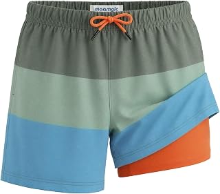 MaaMgic Boys’ Swimming Trunks, Children’s Swimming Shorts, Quick-Drying Swimming Shorts Little Ones, 2-in-1 Board Shorts with Compression Lining, Pockets, Adjustable Drawstring, Reusable