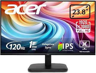 Acer EK241YG 24 inch Full HD (1920 x 1080) Monitor - 120Hz, 1ms, IPS Panel, Adaptive Sync, 99% sRGB, HDMI, VGA