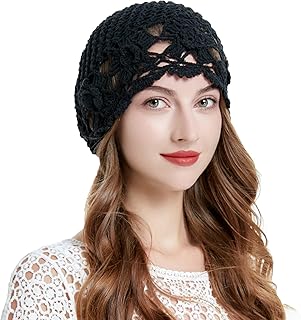 ZLYC Women Cotton Crochet Slouchy Beanie Hat Handmade Knit Summer Skull Cap
