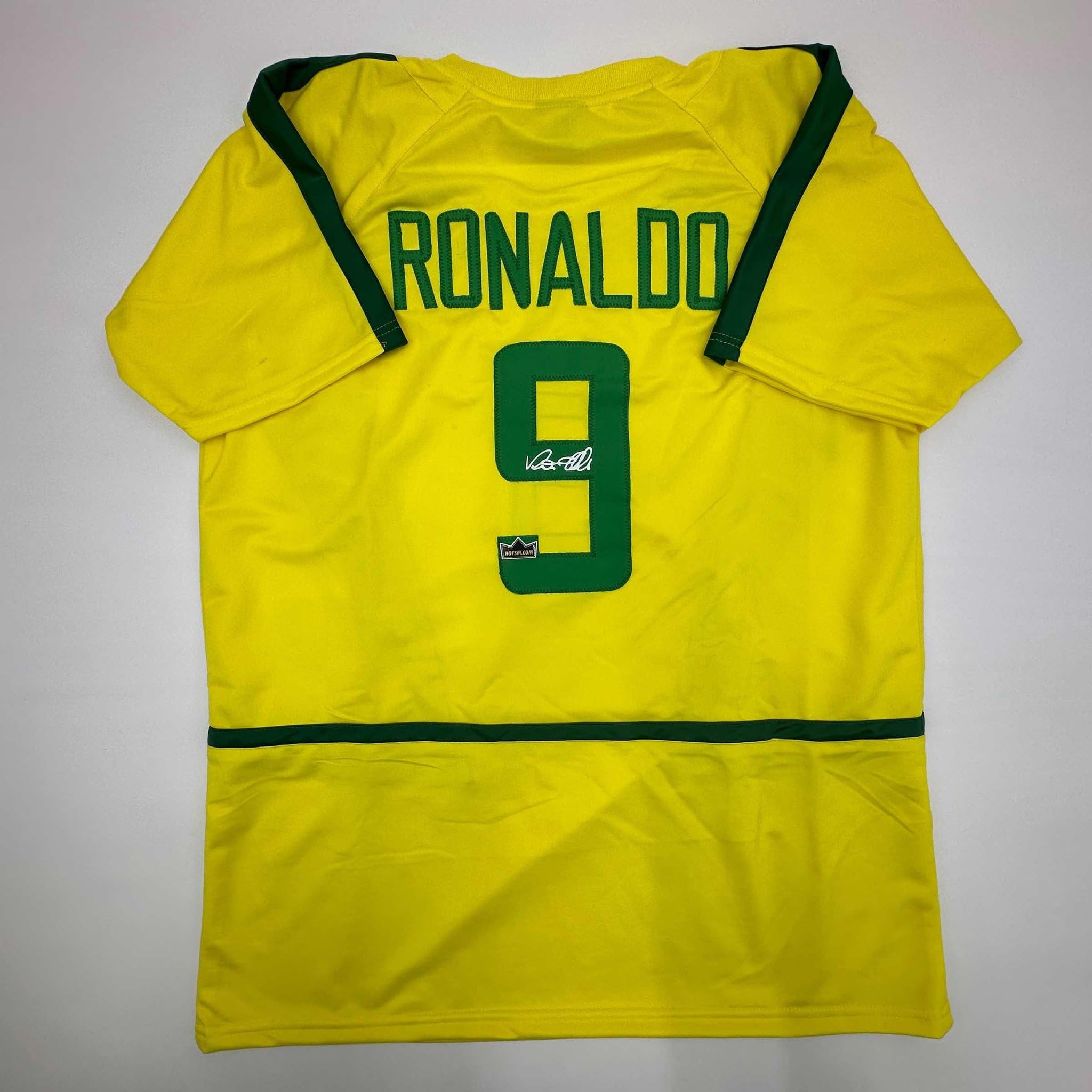 Facsimile Autographed Ronaldo Nazario Brazil Yellow World Cup Reprint Laser Auto
