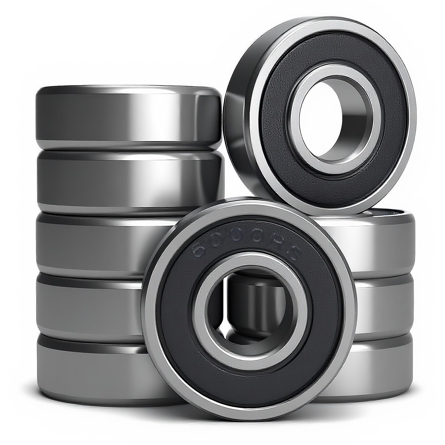 10 PCS 6000-2RS Double Rubber Seal Bearings 10x26x8mm, Pre-Lubricated and Stable