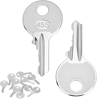QWORK® Ignition Keys 455 for Boom Lifts Scissor Lift Genie Skyjack Terex, Heavy Equipment Forklift Key, 10 Pack