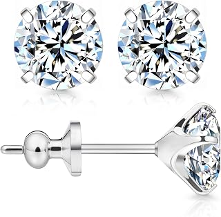 Limerencia Moissanite Stud Earrings, F136 Titanium Screw Back Earrings, D Color VVS1 Clarity Lab-created Moissanite Earrings, Hypoallergenic G23 Pure Titanium for Women Men Sensitive Ears