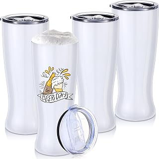 Geetery 4Pcs Stainless Steel Beer Tumbler Men 20oz Double Wall, White