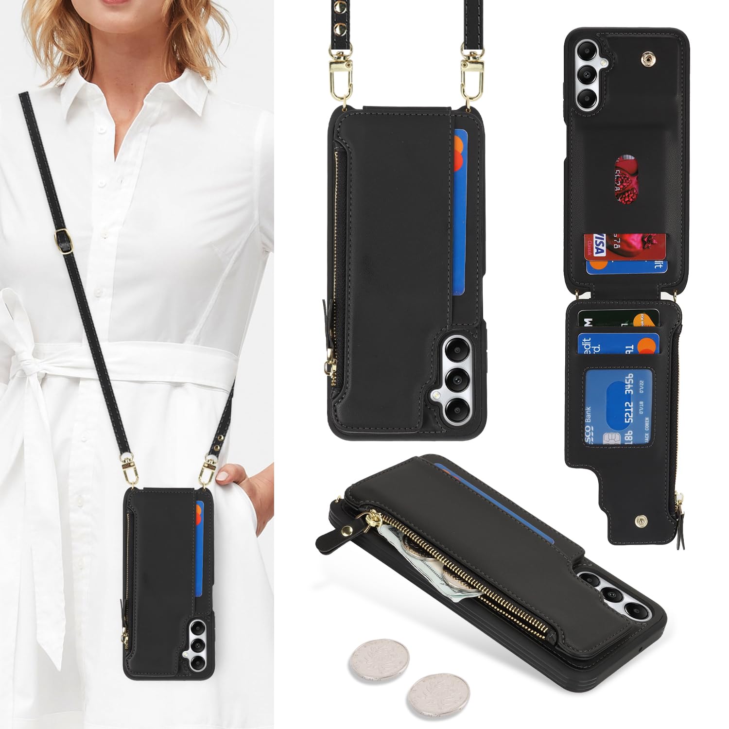 Cavor for Samsung Galaxy A05S Phone Case Wallet for Women, Galaxy A05S Crossbody