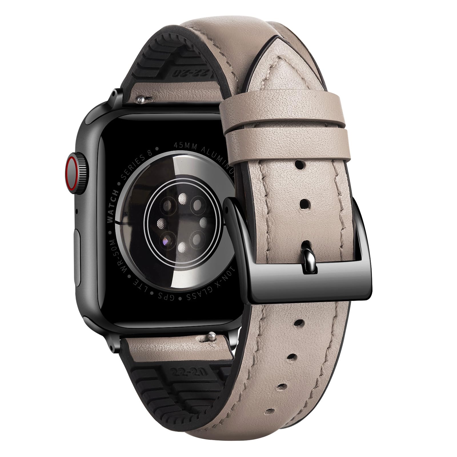 BINLUN Leather Silicone Bands Compatible with Apple Watch 38mm 40mm 41mm 42mm 44