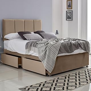 ComfoRest 4FT Divan Small Double Bed with Mattress and Storage, Mink