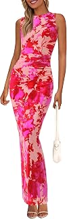 PRETTYGARDEN Wedding Dresses for Women 2025 Summer Spring Floral Bodycon Sleeveless Mesh Maxi Long Dress