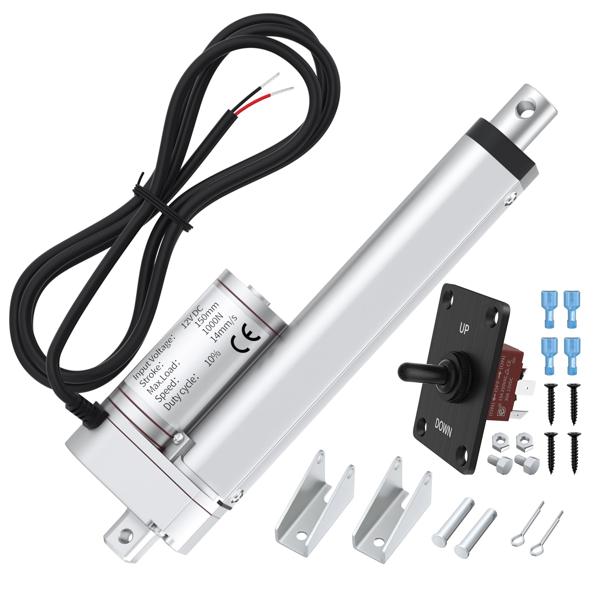 RVMARINEPAT 12V Linear Actuator High Speed 14mm/s Linear Motion Actuator 220lb/1
