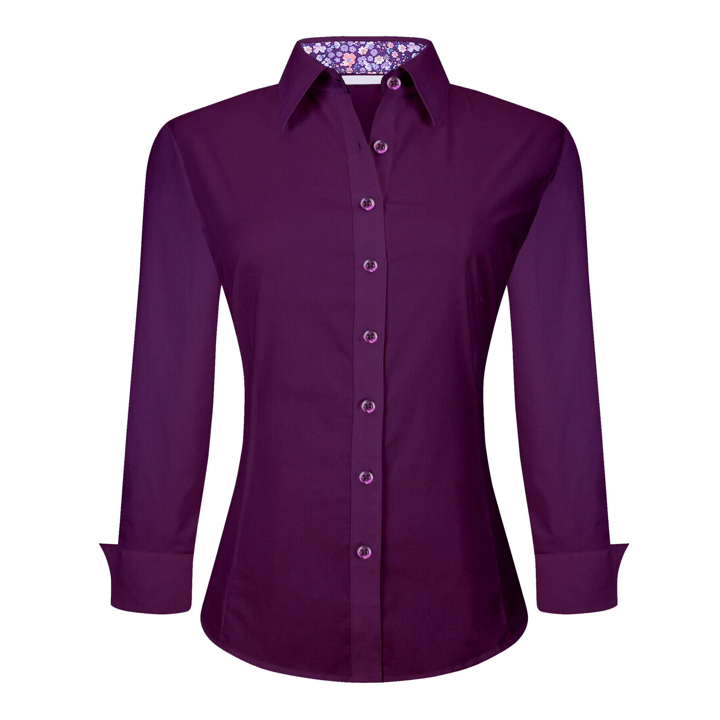 Alex Vando Womens Dress Shirts Long Sleeve Wrinkle Free Fitted Solid Color Stret