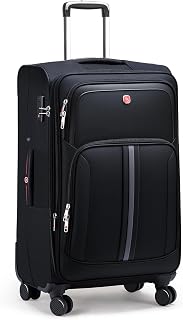 ROPLUS Underseat Carry-On Luggage Lightweight Rolling Tote Bag with 4 Spinner Wheels 21 25 29, Black, 29-Inch, 4 Wheel Upright Rollaboard Suitcase