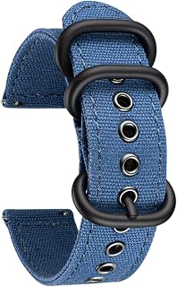 BINLUN Canvas Watch Strap for Women Men 18mm 20mm 22mm 24mm Fabric Watch Straps for Smartwatch Fabric Straps Quick Release Replacement Watch Strap 2 Steel Buckles 8 Colors