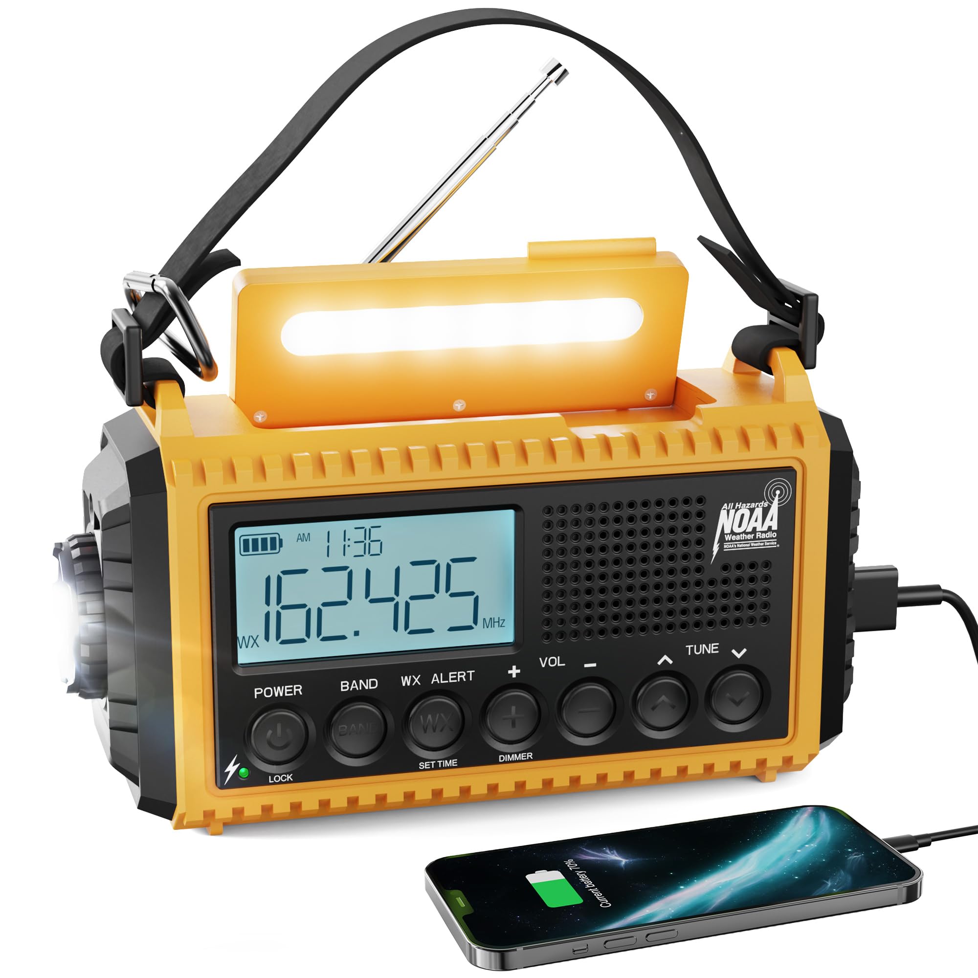 Raynic Emergency Radio, 5000mAh/18500mWh Weather Radio, Solar Hand Crank Radio w