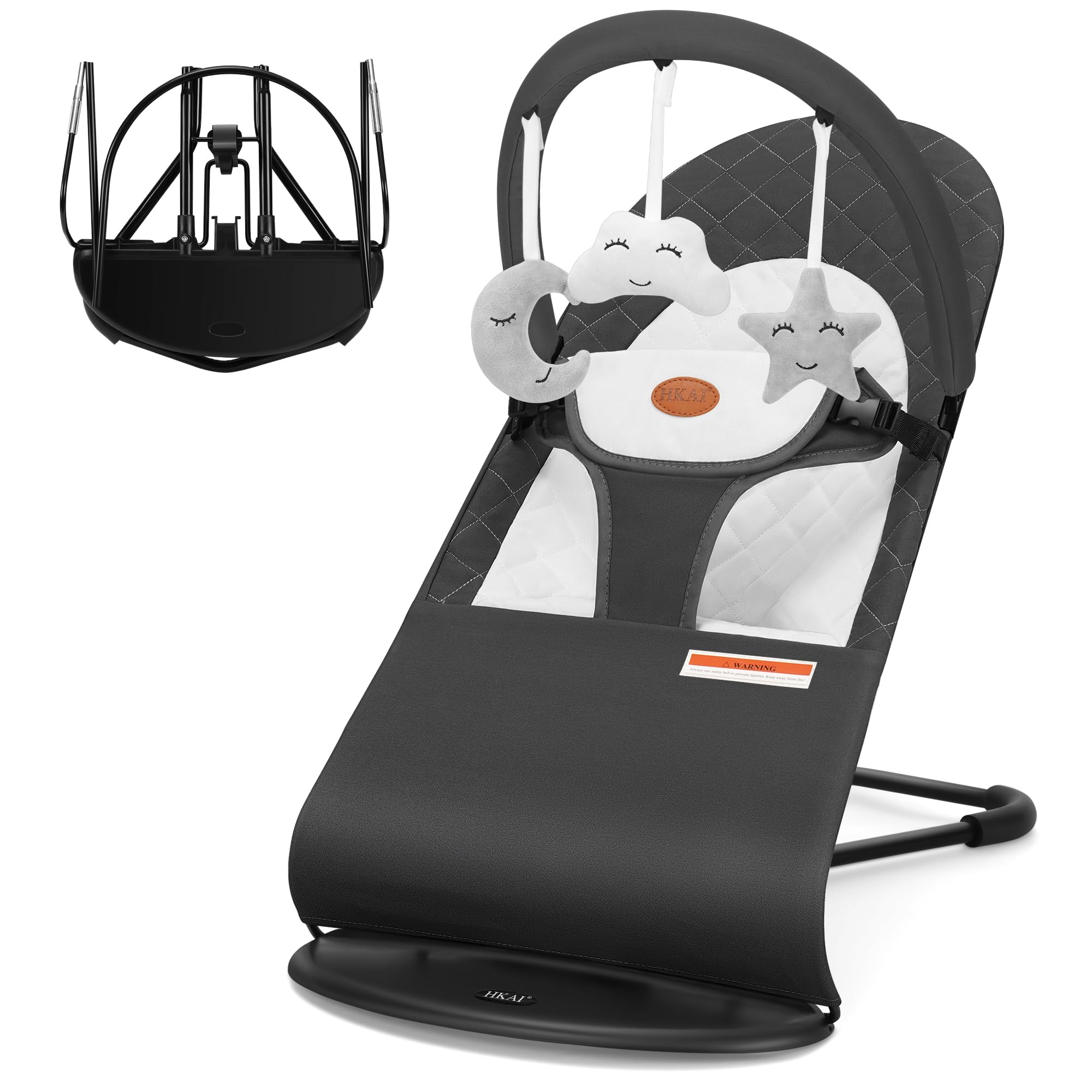 HKAI Baby Bouncer, Portable Baby Bouncer Seat for Babies 0-18 Months, 100% Cotto