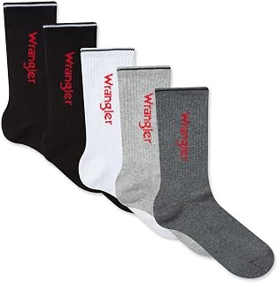 Wrangler Men’s Cushioned Sport Socks | Pack of 5 Running Socks for Men | Breathable Cotton Blend | Mens Socks for Everyday Comfort | Crew Length