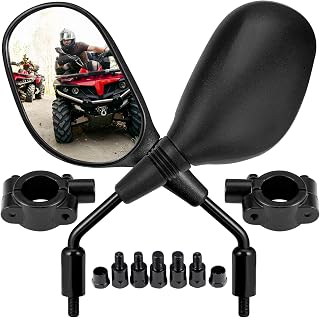 KEMIMOTO ATV Mirrors Rear View Mirror, 360 Degrees Ball-Type Rear Mirrors | Fit for 7/8" Handlebar Mount and 8/10MM Screw, Compatible with Polaris, Can-Am, Kawasaki, Snowmobile, Motorcycle