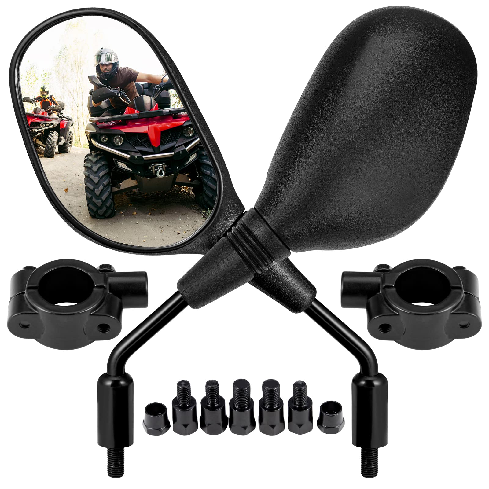 KEMIMOTO ATV Mirrors Rear View Mirror, 360 Degrees Ball-Type Rear Mirrors | Fit 
