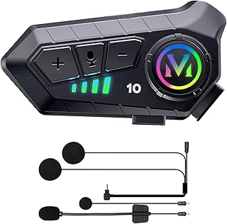 FEYA Motorcycle Helmet Speakers - Super Long Battery Life Helmet Headset | Single Use Headphones with Soft/Hard Mic, IPX6 Automatic Answer/Music Control/Intelligent Noise/Wake up Siri - Y-M10