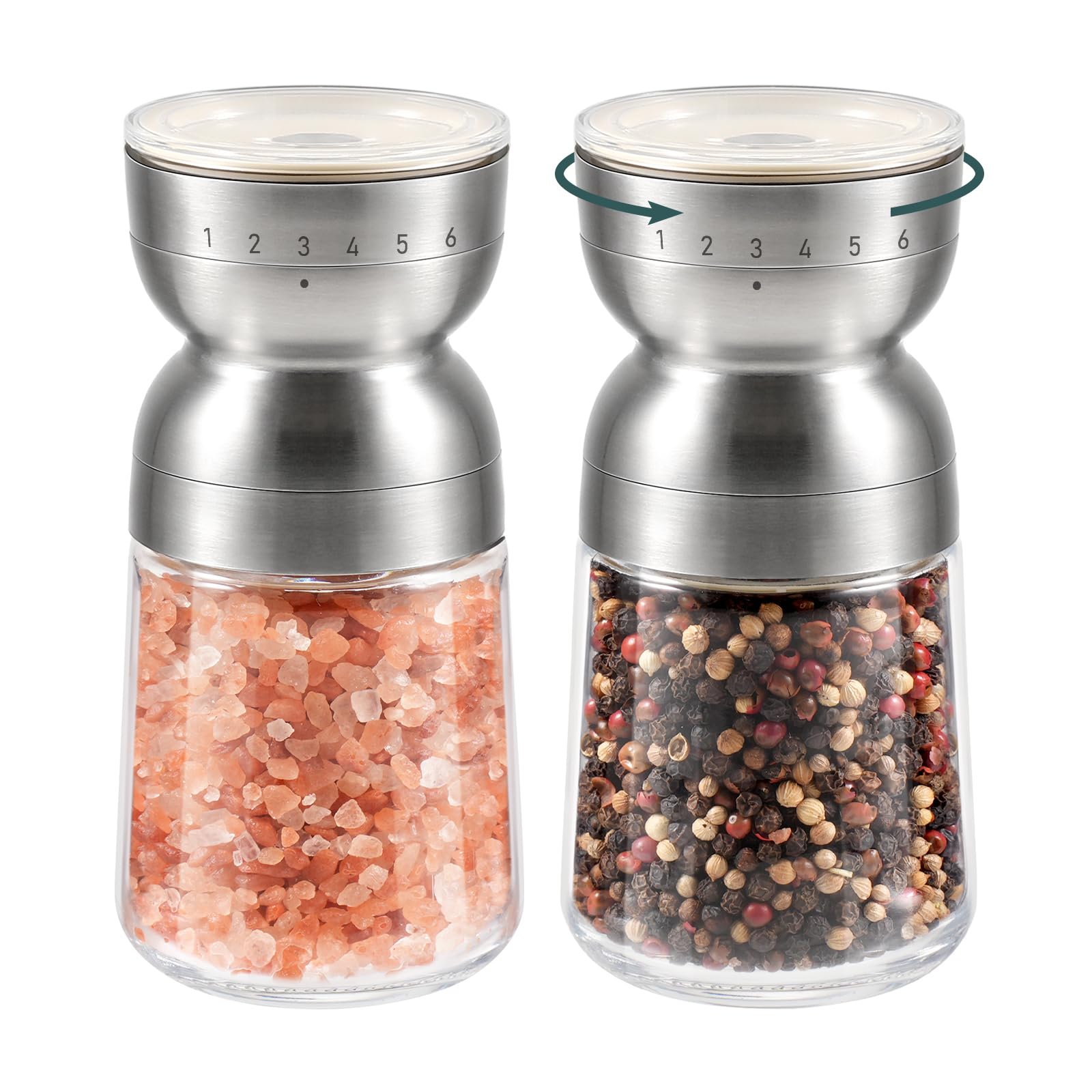 VKCHEF Pepper Mill, Spice Mill, 6 Degrees, External Adjustment, Manual, Japanese
